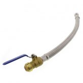 3/4" Push-Fit Ball Valve x 3/4" FIP Braided Water Heater Connector, 24" Length