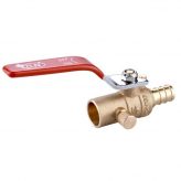 1/2" PEX x 1/2" Copper Solder Valve w/ Drain on Copper Side, Lead Free