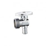 1/2" PEX Crimp x 3/4" Male Hose Valve, Angle Chrome