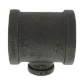 1-1/2" x 1-1/2" x 1/2" Black Malleable Iron Tee