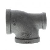 1-1/2" x 1-1/4" x 1-1/2" Black Malleable Iron Tee