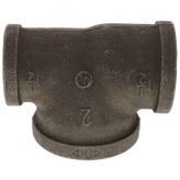 1-1/2" x 1-1/4" x 2" Black Malleable Iron Tee