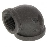 1-1/2" x 1" Black Malleable Reducing 90 Degree Elbow