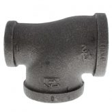 1-1/2" x 1" x 1-1/2" Black Malleable Iron Tee