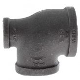 1-1/2" x 3/4" x 1-1/4" Black Malleable Iron Tee