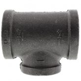 1-1/4" x 1-1/4" x 1" Black Malleable Iron Tee