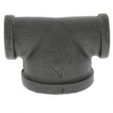1-1/4" x 1-1/4" x 2" Black Malleable Iron Tee