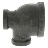 1-1/4" x 1/2" x 1/2" Black Malleable Iron Tee