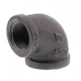 1-1/4" x 1" Black Malleable Reducing 90 Degree Elbow