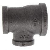 1-1/4" x 1" x 3/4" Black Malleable Iron Tee