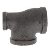 1-1/4" x 3/4" x 1-1/4" Black Malleable Iron Tee