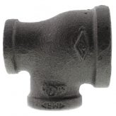 1-1/4" x 3/4" x 3/4" Black Malleable Iron Tee