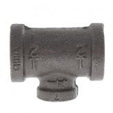 1/2" x 1/2" x 1/4" Black Malleable Iron Tee