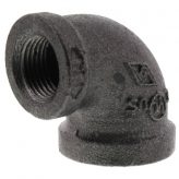 1/2" x 3/8" Black Malleable Reducing 90 Degree Elbow