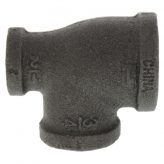 1" x 1/2" x 3/4" Black Malleable Iron Tee