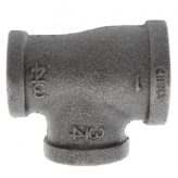 1" x 3/4" x 3/4" Black Malleable Iron Tee