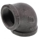 2" x 1-1/2" Black Malleable Reducing 90 Degree Elbow