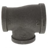 2" x 1-1/2" x 1-1/2" Black Malleable Iron Tee