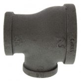 2" x 1-1/4" x 1" Black Malleable Iron Tee