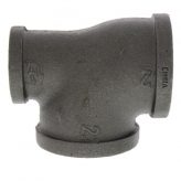 2" x 1-1/4" x 2" Black Malleable Iron Tee
