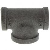 3/4" x 3/4" x 1" Black Malleable Iron Tee