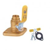 Copper solder isolation flange for hydronic circulator pump with lever or butterfly handle