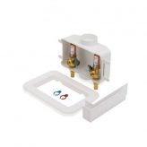 Oatey Centro washing machine outlet box with valves featuring water hammer arrestors and wirsbo expansion pex connection