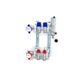 FAR Rubinetterie 2-Loop cast brass 1" radiant heating manifold with flow gauge