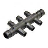 Poly 3/4" F1960 x 1/2" F1960 Opposing Port Manifold, 6 Ports Open