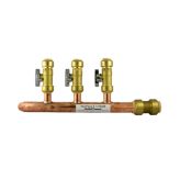 3/4" Inlet x 1/2" Outlet Push-fit Manifold with Valves 3 Port Closed End