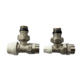1/2" Female NPT Angle Radiator Valve Set, Supply & Return